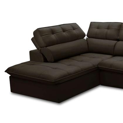 Imagem de Sofá 4 Lugares Retrátil e Reclinável Arezzo com Chaise Esquerdo Veludo Marrom