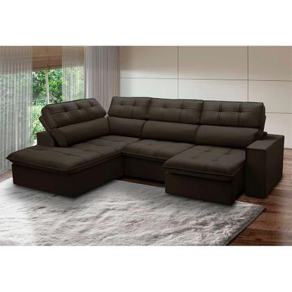 Imagem de Sofá 4 Lugares Retrátil e Reclinável Arezzo com Chaise Esquerdo Veludo Marrom