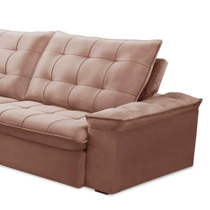 Imagem de Sofá 4 Lugares Retrátil e Reclinável Batam Veludo Rosê