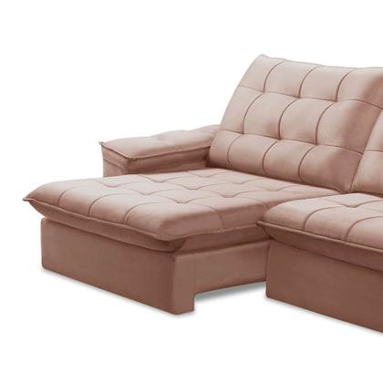 Imagem de Sofá 4 Lugares Retrátil e Reclinável Batam Veludo Rosê