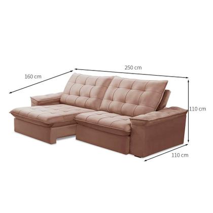 Imagem de Sofá 4 Lugares Retrátil e Reclinável Batam Veludo Rosê