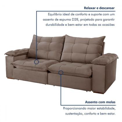 Imagem de Sofá 4 Lugares Retrátil e Reclinável Espanha 250cm Bege Escuro - Celflex