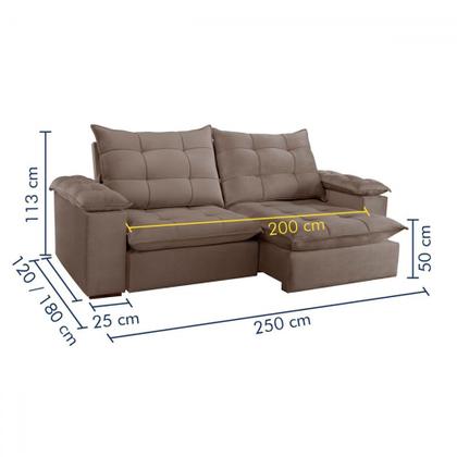 Imagem de Sofá 4 Lugares Retrátil e Reclinável Espanha 250cm Bege Escuro - Celflex