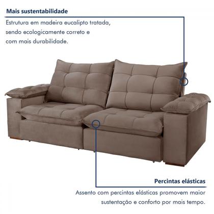 Imagem de Sofá 4 Lugares Retrátil e Reclinável Espanha 250cm Bege Escuro - Celflex