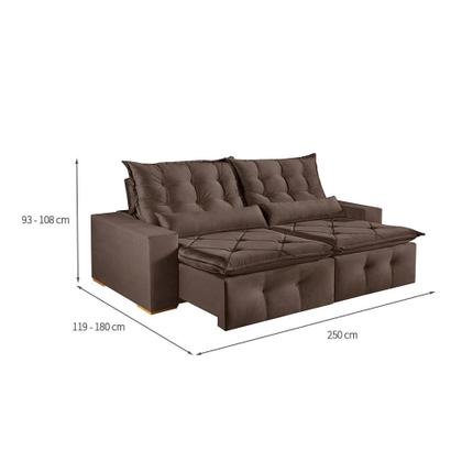 Sofá 4 Lugares Retrátil e Reclinável França Suede Marrom - Mobly Imagem de Sofá 4 Lugares Retrátil e Reclinável França Suede Marrom