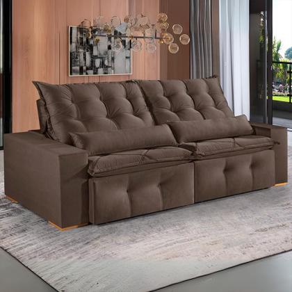 Sofá 4 Lugares Retrátil e Reclinável França Suede Marrom - Mobly Imagem de Sofá 4 Lugares Retrátil e Reclinável França Suede Marrom