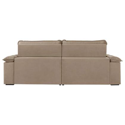 Sofá 4 Lugares Retrátil e Reclinável Jobi com USB Veludo Bege Natural 254 cm - Estofart Imagem de Sofá 4 Lugares Retrátil e Reclinável Jobi com USB Veludo Bege Natural 254 cm