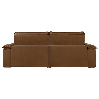 Imagem de Sofá 4 Lugares Retrátil e Reclinável Jobi com USB Veludo Marrom 254 cm