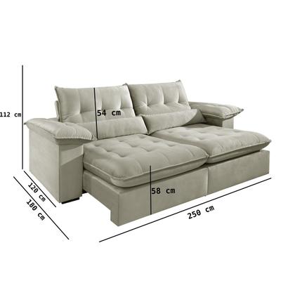 Imagem de Sofá 4 Lugares Retrátil e Reclinável Mônaco Veludo com Molas Ensacadas