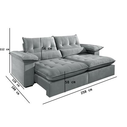 Imagem de Sofá 4 Lugares Retrátil e Reclinável Mônaco Veludo com Molas Ensacadas