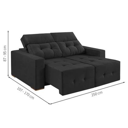 Sofá 4 Lugares Retrátil e Reclinável Roma Suede Grafite 250 cm - Mobly Imagem de Sofá 4 Lugares Retrátil e Reclinável Roma Suede Grafite 250 cm