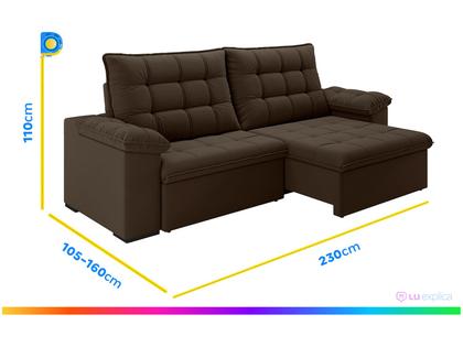 Imagem de Sofá 4 Lugares Retrátil Reclinável Suede Veludo Dallas Flexforma Estofados