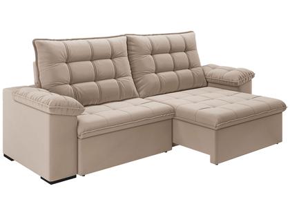 Imagem de Sofá 4 Lugares Retrátil Reclinável Suede Veludo Dallas Flexforma Estofados