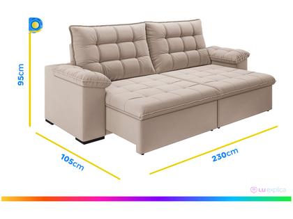 Imagem de Sofá 4 Lugares Retrátil Reclinável Suede Veludo Dallas Flexforma Estofados