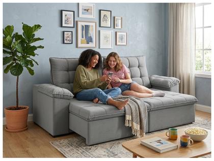 Imagem de Sofá 4 Lugares Retrátil Reclinável Suede Veludo Dallas Flexforma Estofados