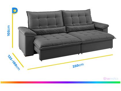 Imagem de Sofá 4 Lugares Retrátil Reclinável Suede Veludo Molas Ensacadas Módena Flexforma Estofados