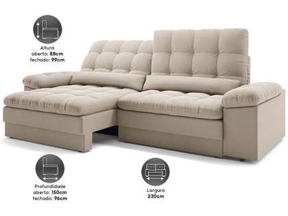 Imagem de Sofá 4 Lugares Retrátil Reclinável Velosuede Cristal Next Sofás