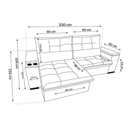 Imagem de Sofá 4 Lugares Santiago Retrátil e Reclinável Grafite - Viero Móveis