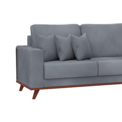 Imagem de Sofá 4 Lugares Sape com Chaise Direito Veludo Cinza