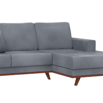 Imagem de Sofá 4 Lugares Sape com Chaise Direito Veludo Cinza