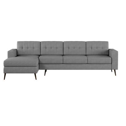 Sofá 4 Lugares Surprised com Chaise Esquerdo Pé Palito Linho Cotton Cinza - Mobly Imagem de Sofá 4 Lugares Surprised com Chaise Esquerdo Pé Palito Linho Cotton Cinza