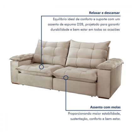 Imagem de Sofá 5 Lugares Espanha Retrátil e Reclinável 290cm Bege Claro - Celflex