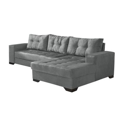 Sofá 5 Lugares Gordes com Chaise Direito Suede Cinza - Mobly Imagem de Sofá 5 Lugares Gordes com Chaise Direito Suede Cinza