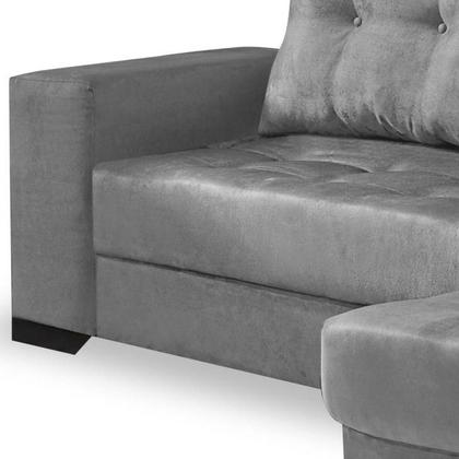 Sofá 5 Lugares Gordes com Chaise Direito Suede Cinza - Mobly Imagem de Sofá 5 Lugares Gordes com Chaise Direito Suede Cinza