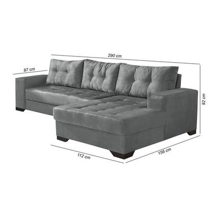 Sofá 5 Lugares Gordes com Chaise Direito Suede Cinza - Mobly Imagem de Sofá 5 Lugares Gordes com Chaise Direito Suede Cinza