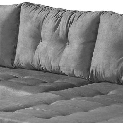 Sofá 5 Lugares Gordes com Chaise Direito Suede Cinza - Mobly Imagem de Sofá 5 Lugares Gordes com Chaise Direito Suede Cinza
