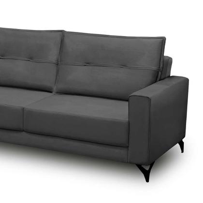 Imagem de Sofá 5 Lugares Heros com Chaise Esquerdo Veludo Chumbo