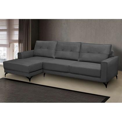 Imagem de Sofá 5 Lugares Heros com Chaise Esquerdo Veludo Chumbo