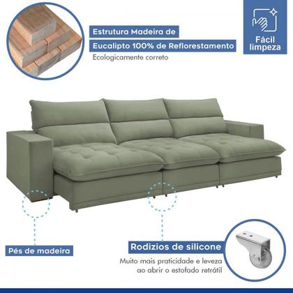 Imagem de Sofá 5 Lugares Martinho Retrátil Boucle Verde - Celflex
