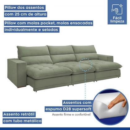 Imagem de Sofá 5 Lugares Martinho Retrátil Boucle Verde - Celflex