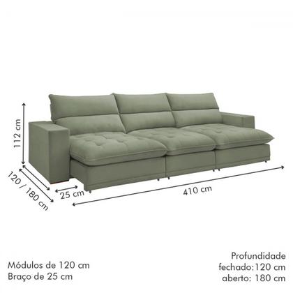 Imagem de Sofá 5 Lugares Martinho Retrátil Boucle Verde - Celflex