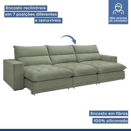 Imagem de Sofá 5 Lugares Martinho Retrátil Boucle Verde - Celflex