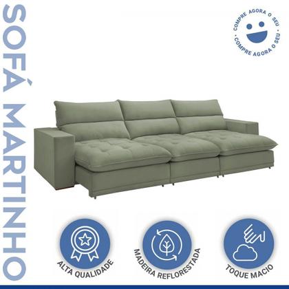 Imagem de Sofá 5 Lugares Martinho Retrátil Boucle Verde - Celflex