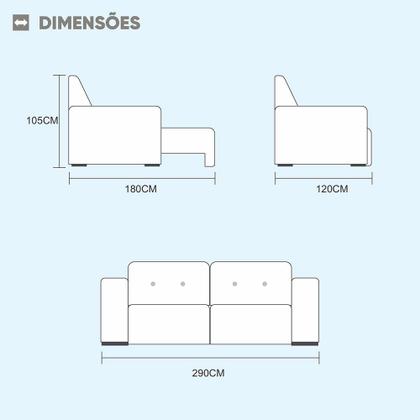 Imagem de Sofá 5 Lugares Retrátil e Reclinável 2,90m Fusion Veludo Cinza Profundo Móveis Mix