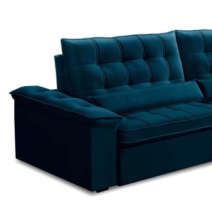 Imagem de Sofá 5 Lugares Retrátil e Reclinável Firenze Veludo Azul