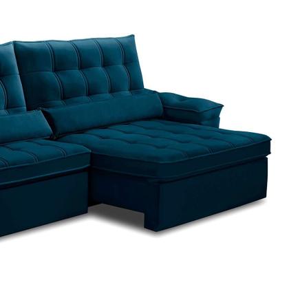 Imagem de Sofá 5 Lugares Retrátil e Reclinável Firenze Veludo Azul