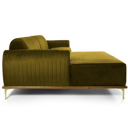 Imagem de Sofá 6 Lugares com Chaise Esquerdo Para Sala Molino 350cm D02 Veludo Mostarda C-260 - Lyam Decor