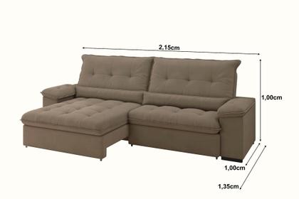 Imagem de Sofá Alion Retrátil/Reclinável 4 Lugares Suede Cappucino 2,15m - XFlex Sofás