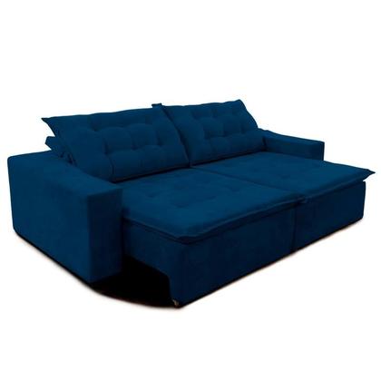 Imagem de Sofá Amazonas 3 metros Retrátil com Molas Suede Veludo Light Azul - Sofá na Web
