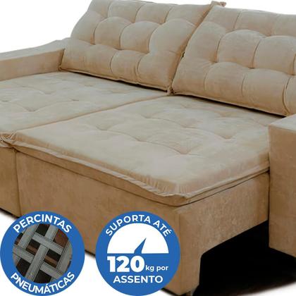 Imagem de Sofá Amazonas 3 metros Retrátil com Molas Suede Veludo Light Castor - Sofá na Web