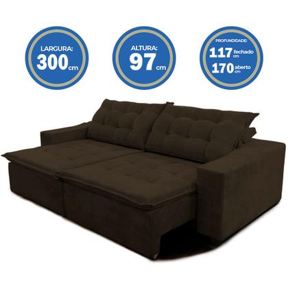 Imagem de Sofá Amazonas 3 metros Retrátil com Molas Suede Veludo Light Marrom - Sofá na Web