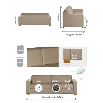 Imagem de SofA Aracaju Living com 3 Lugares 2.00 MT Linho Corriente Sofatec