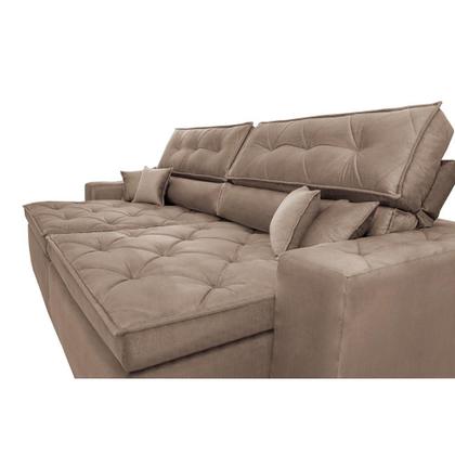 Imagem de Sofá Austin. 3,02m Retrátil, Reclinável com Molas no Assento e Almofadas, Tecido Suede Grafite