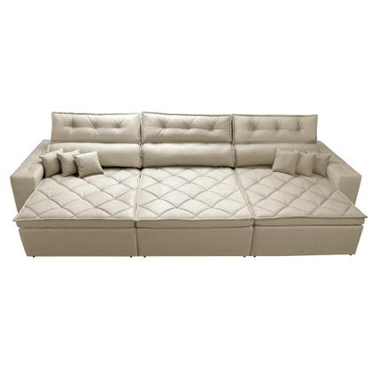 Imagem de Sofá Austin 3,22m Retrátil, Reclinável com Molas no Assento e Almofadas, Tecido Suede Bege