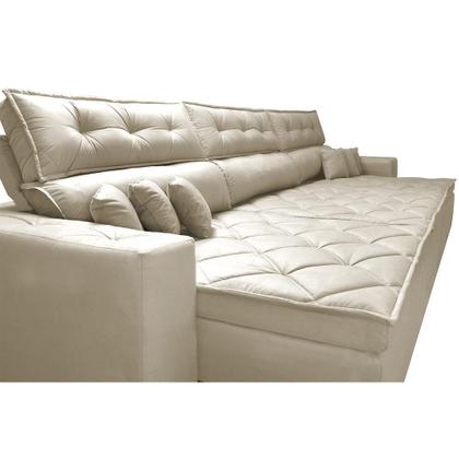 Imagem de Sofá Austin 3,22m Retrátil, Reclinável com Molas no Assento e Almofadas, Tecido Suede Bege