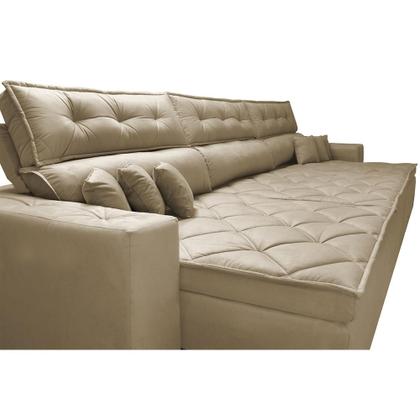 Imagem de Sofá Austin 3,22m Retrátil, Reclinável com Molas no Assento e Almofadas, Tecido Suede Castor